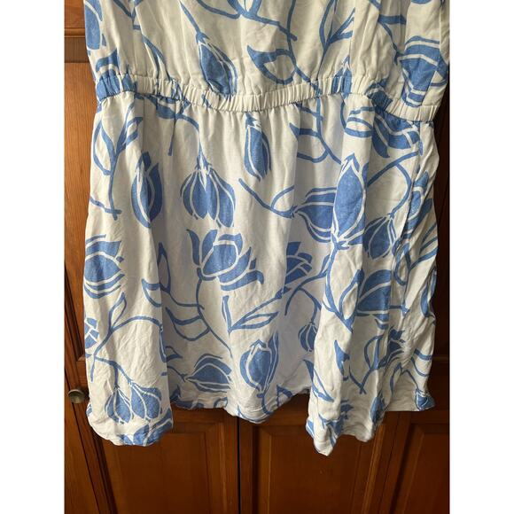 Lane Bryant Womens Flutter-Sleeve Tie-Back Floral Linen Blend Midi Dress Size 24 - Picture 5 of 14